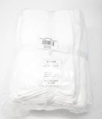 Great Bay Home 6 Piece Combed Cotton Hotel & Spa Bath Towel Set Optic White