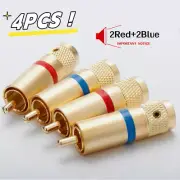 4PCS Audio 24K Gold Plated RCA Connector HIFI RCA Plug DIY RCA Cable Connector