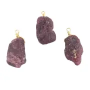 Natural Rough Look Ruby Yellow Gold Plated DIY Single Bail Connectors Lot 3 Pcs