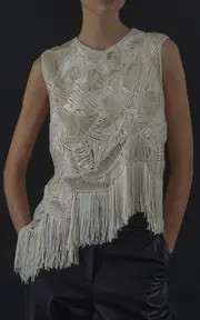 [Heirlome] Maureen Silk Fringe Top