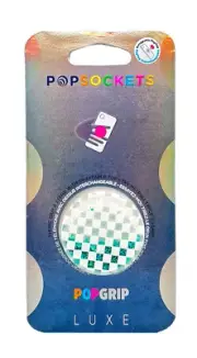 PopSockets Luxe Tidepool Checker Teal Green Glitter Bling Pop Socket PopGrip