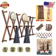 Country Rustic Wall-Mounted Accordion Hanger with 20 Hooks for Maximum Storage