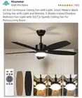 42 Inch Ceiling Fan with Light Farmhouse Hisummer Black Brown Blades With Remote