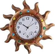 HERJIATK Outdoor Clocks Waterproof, Sun Outdoor Wall Clock for Patio, Silent Non-Ticking Outside Clocks with Thermometer and Hygrometer Combo