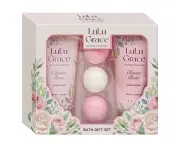 Lulu Grace 5 Piece Luxury Gift Set Rose Shower Gel Body Lotion 3 x Bath Fizzer