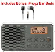 Sangean DAB+/FM Re-Chargeable Digital Pocket Radio+30 Pre-sets+ Bonus Earbuds -Grey/White-DPR64 (Refurb)