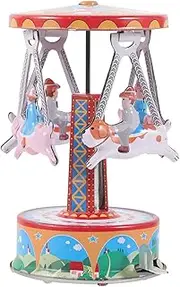 BESPORTBLE Vintage Windup Clockwork Model for Retro Carousel Design for Room Decor and Fun Playtime Activities