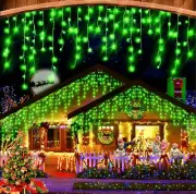 NIB Christmas Lights Decorations Outdoor 640 LED 8 Mode Curtain Fairy Lights Gre