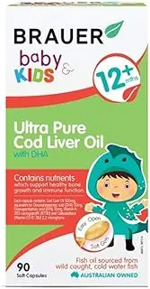 Brauer Natural Baby and Kids Ultra Pure Cod Liver Oil with DHA 90 Capsules