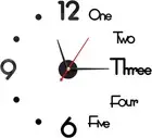 Frameless DIY Wall Clock Silent Non Ticking, Black Round Battery Operated Modern