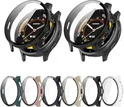 2 Pack Hard PC Case with Tempered Glass Screen Protector Compatible with Garmin Venu 3 Watch Bumper Guard Protective Cover Touch Sensitive Film