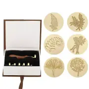 Plant Wax Seal Stamp Kit, Flower Wax Stamp with Wooden Handle, Gift Box, Style 1