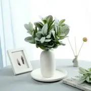 4 Frosted Green 12-Inch Artificial Flocked Lambs Ear LEAVES SPRAYS STEMS Party