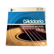D'Addario EJ16-3D Phosphor Bronze Light Acoustic Guitar Strings 3 Sets EJ16-3D