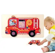 Fire Truck Puzzles | Cartoon Wooden Excavator Puzzles - Cute Cruise Ship Toys, Children Brain Teaser for Fine Motor Skills, Shape Cognition Ability