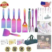Comprehensive Griddle Accessories - 9-Piece Stainless Steel BBQ Set for Grilling