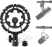 Geekria for Creators Microphone Shock Mount Compatible with Shure MV7, MV7+, SM7B, MV7X Mic Anti-Vibration Suspension Adapter Clamp Mic Holder Clip (Black)