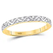 10kt Yellow Gold Round Diamond Zigzag Stackable Band Ring 1/10 Cttw