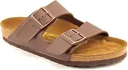 [Birkenstock] Women's Brown Ankle-Strap Leather Flat Slide Sandal