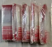 PLASTIC ZIP LOCK RED LINE BAGS -5 x PACKS OF 100 - 40 mm x 50 mm