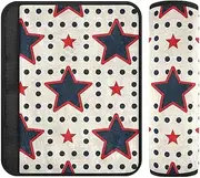 Wine Red Stars Dot Dark Blue 2 pcs car seat Strap Pads, Release Stress to Your Neck and Shoulders, seat Belt Padded Cover for Bag SUV Airplane 10x7.7 in Protector para cinturón de
