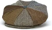 [Hanna Hats] Men's Donegal Tweed 8 Piece Cap Newsboy Cap