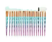 20PCS Blue Pink Eye Make-Up Brushes Diamond Unicorn Eyeshadow Eyebrow Blendin...