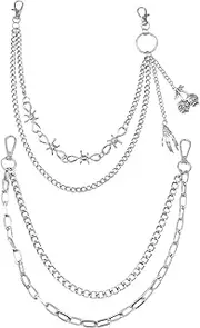 [Outman] 2 Pcs Trouser Pants Chains Jeans Chains Wallet Chain Pocket Chain Punk Hip-hop Goth Rock Accessories for Women and Men