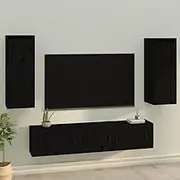 Wall Cabinets 2 pcs Black 30x30x80 cm Solid Wood Pine,Solid Pinewood Wall Cabinet with Storage and Display Shelves for Home and Office Wall Shelves, Home Decor
