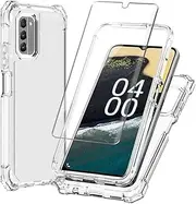 for Nokia G400 Case, with Tempered Glass Screen Protector Crystal Clear Full-Body Rugged Hybrid Bumper Shockproof Protective Phone case Cover for Nokia G400 5G N1530DL /Nokia Style+ 5G