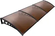 [Instahut] Window Awning Brown PC Panel with Black Bracket Outdoor Door Canopy Sun Shade Shelter, Patio Terrace Garden Baconly Porch Shield Rain Snow Eaves Cover Protector, 1mx3m DIY