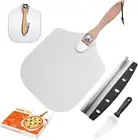 Large Pizza Peel, 12 X 14 Inch Aluminum Pizza Paddle with Foldable Wooden Han...