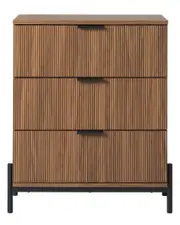 Walker Edison Mid-Century 3-Drawer Chest With Reeded Drawer Fronts