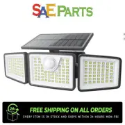 NEW DAPHINO SOLAR LIGHTS OUTDOOR 3 HEAD 355 DEGREE WIDE ANGLE AREA LIGHTS