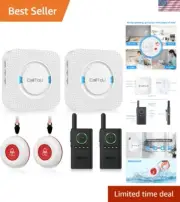 Caregiver Pager Wireless Alert Button Home Intercom System Long Range 2 Way R...