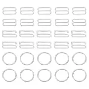60 Pcs 15mm Bra Strap Hooks, Alloy Adjustment Slide Bra Strap Clips, Silver