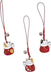 WESIEVYA 3pcs Key Pendant Fortune Cat Pendant Decoration Pendant for Backpack Car Rearview Mirror Pendant Fortune Cat Bag Pendant Luck Cat Backpack Pendant Bag Hanging Ornament