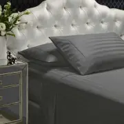 1200 Thread count Damask Stripe Cotton Blend sheet sets King Charcoal Grey