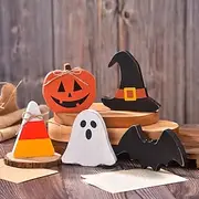 Halloween Wooden Tiered Tray Decor, Pumpkin Bat Witch Hat Candy Sign, Rustic Farmhouse Tabletop Decoration for Home Kitchen Party Display