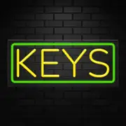 Keys Neon Sign for Retail Displays | LED Flex Neon | 24"W x 10"H x 1"D