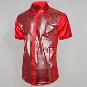 Men's Summer Shirt Casual Shirt Button Up Shirt Black Red Blue Gold Short Sleeve Plain Lapel Vacation Holiday Button-Down Clothing Apparel Cotton Cotton Blend