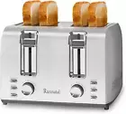4 Slice Toaster, Full Stainless Steel, Extra-Wide Slot Toaster with 7 Shade Sett