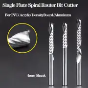 4mm Shank Tungsten Steel Mill Single Flute Spiral CNC Router Bit Cutter For PVC