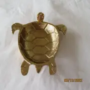 NEW Golen Metal TURTLE Tray DISH Decorative PLATE Gold Tone CRYSTALS