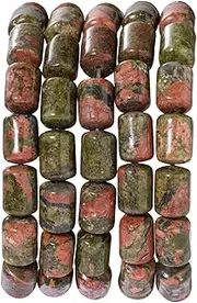 [nusgnirps] Natural Unakite Cylinder Tube Beads 10x14mm 38cm/str Loose Semi Gemstone Stone Beads for Making Bracelets Necklace
