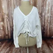 Aerie Towel Terry Cinch Sweatshirt White Size XL