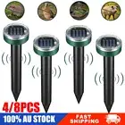 4/8x Snake Repeller Solar Powered Ultrasonic Mole Mice Pest Rodent Rat Repellent