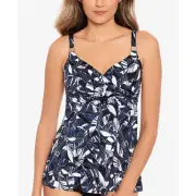 Miraclesuit Surplice Silver Gry Tankini Top Women's Swimsuit Bra-Size 34DDD
