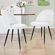 ALFORDSON Dining Chairs Set of 2 with Velvet Upholstery, Kitchen Chair with Metal Legs & Floor Protector, Reading Seating for Home Bar Cafe Coffee Table, Max 150kg, Bess White
