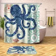 Blue Octopus Drawing Shower Curtain